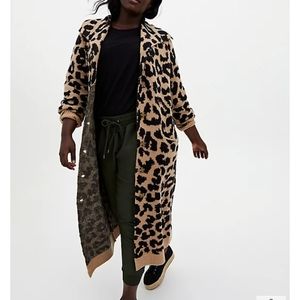 Torrid leopard longline sweater coat